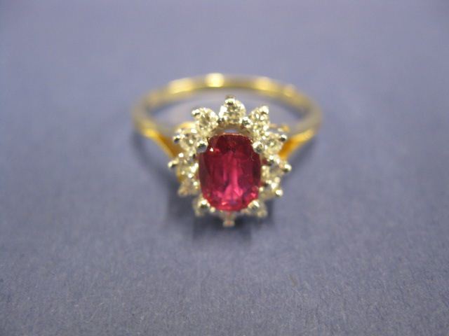 Ruby & Diamond Ring 1 carat oval