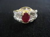 Ruby & Diamond Ring oval gem w