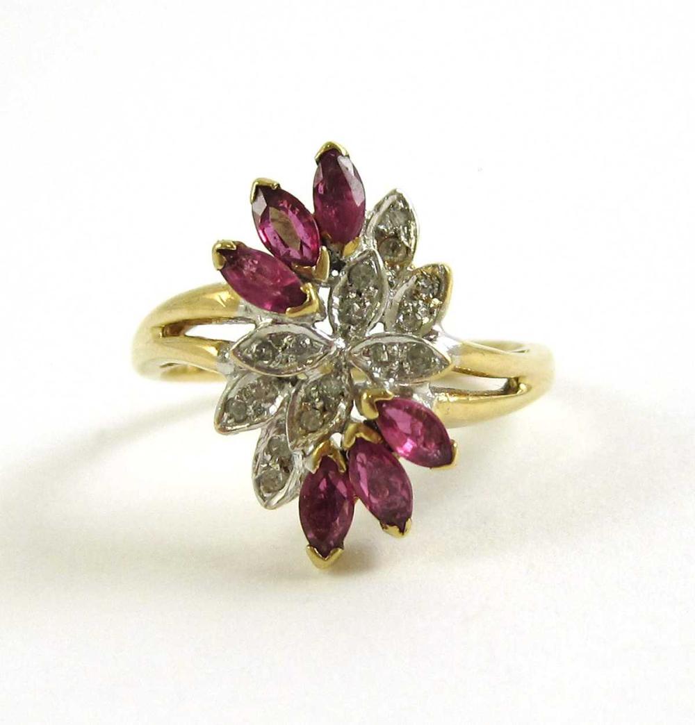 RUBY, DIAMONDS AND FOURTEEN KARAT
