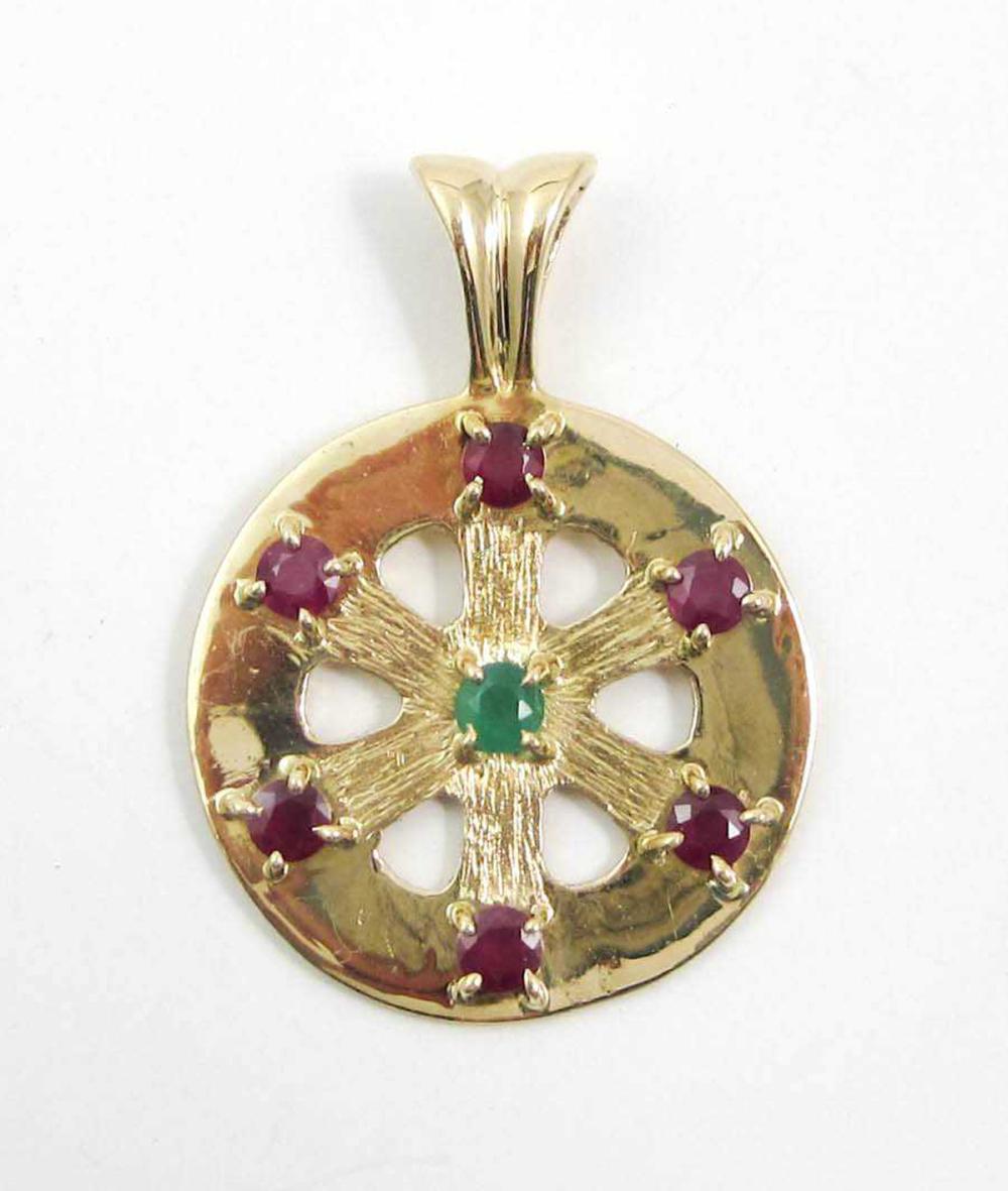 RUBY, EMERALD AND EIGHTEEN KARAT