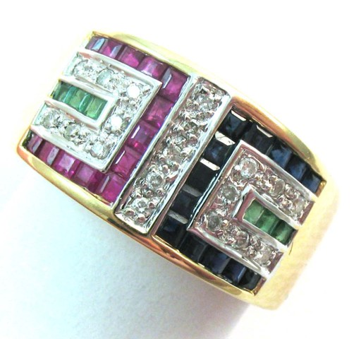 RUBY EMERALD AND SAPPHIRE RING