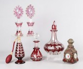 Ruby glass scent bottles and d