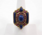 RUBY, LAPIS AND EIGHTEEN KARAT