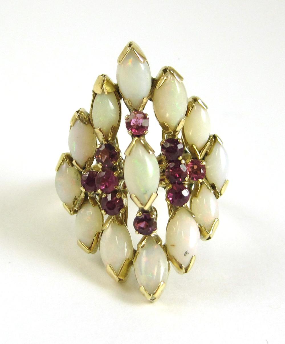 RUBY, OPAL AND FOURTEEN KARAT