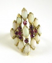 RUBY, OPAL AND FOURTEEN KARAT