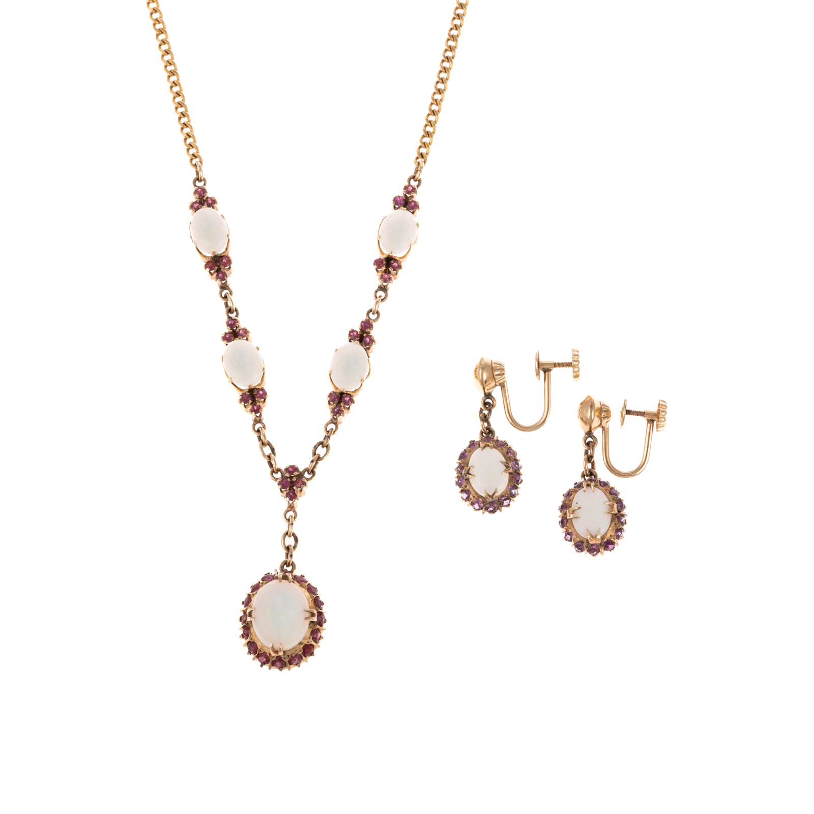 RUBY & OPAL DEMI PARURE IN 14K