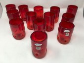 RUBY RED TUMBLERS BLENKO SET O