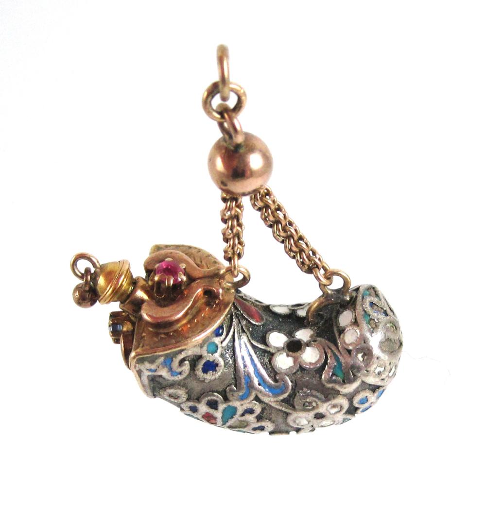 RUBY, SAPPHIRE AND ENAMEL PERFUME