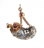 RUBY, SAPPHIRE AND ENAMEL PERF