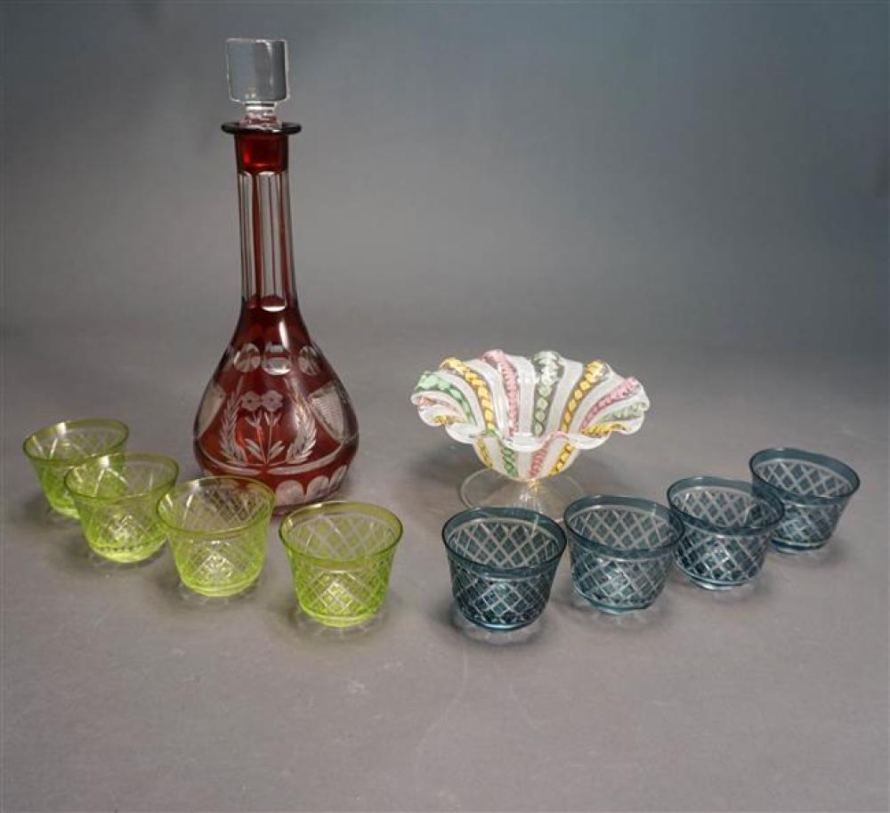 RUBY TO CLEAR CUT CRYSTAL DECANTER,
