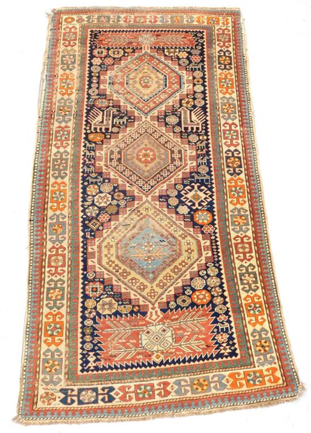RUG: ANTIQUE CAUCASIAN, 6'9" X 3'4"