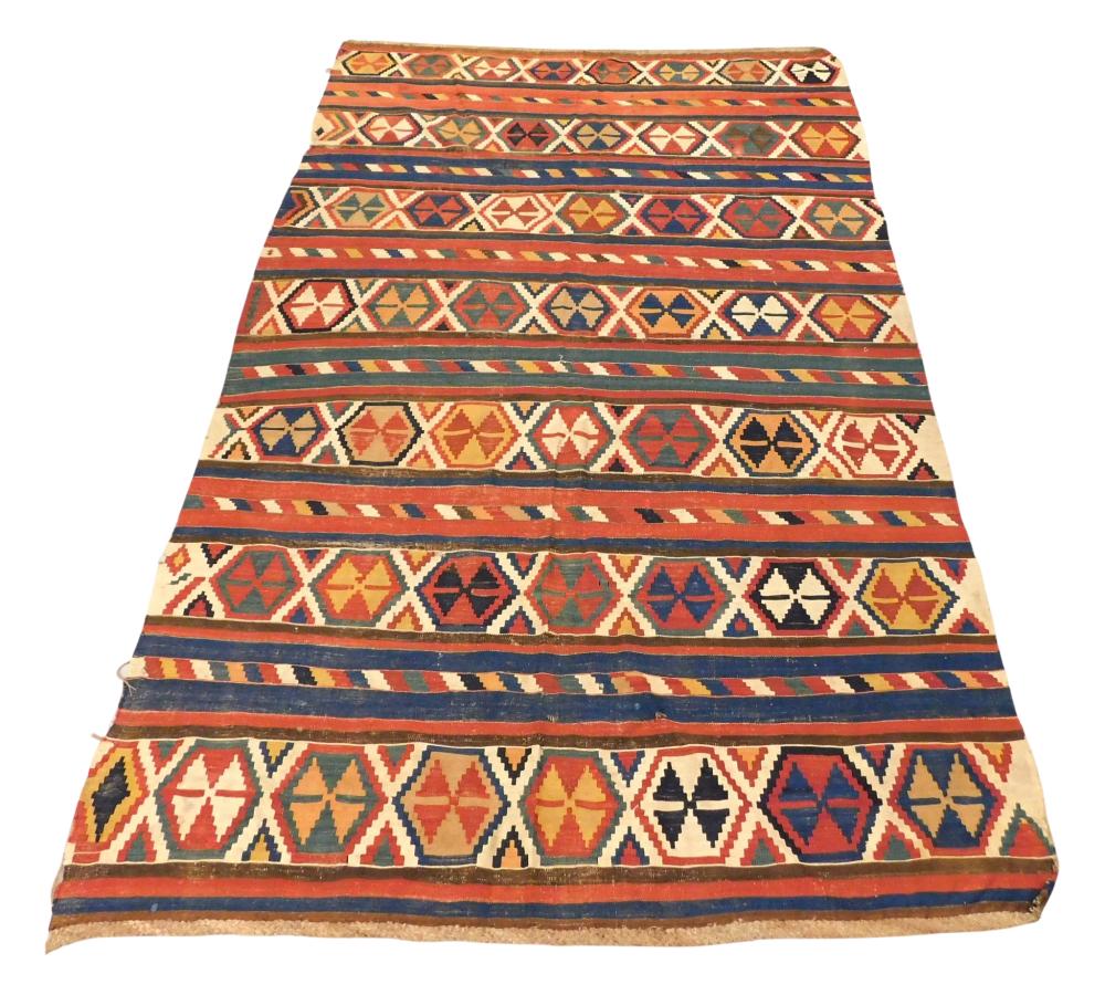 RUG: ANTIQUE CAUCASIAN KILIM, 6’ 3”