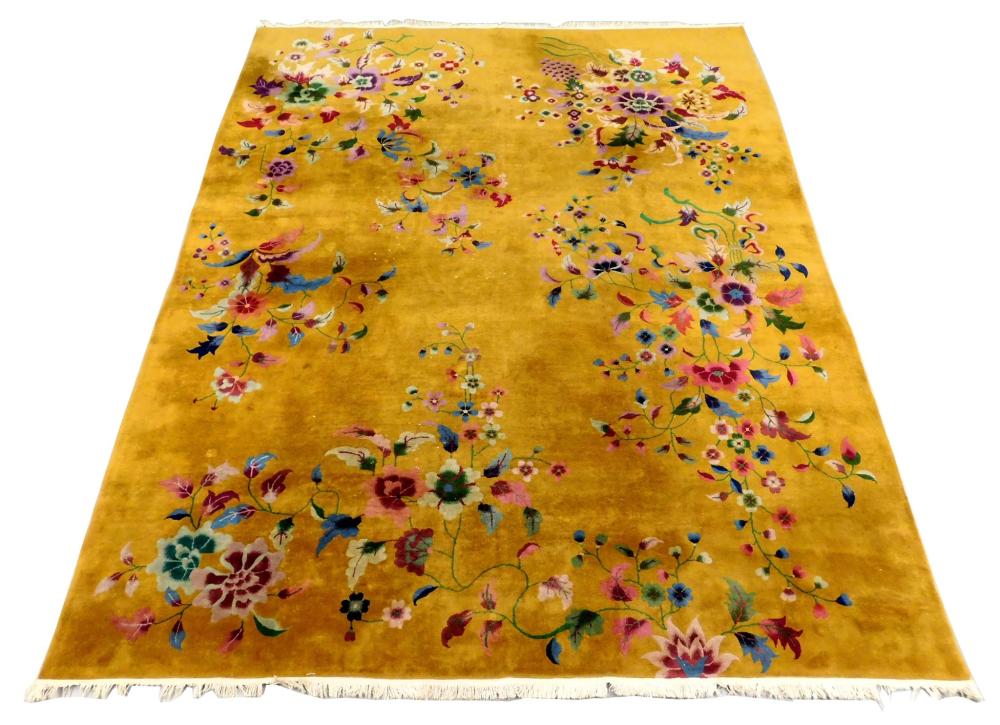 RUG: ANTIQUE CHINESE, 9' X 12',