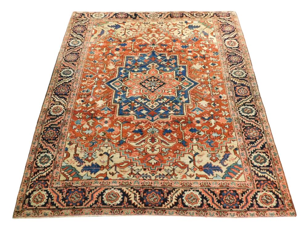 RUG: ANTIQUE PERSIAN HERIZ, 8' 4" X
