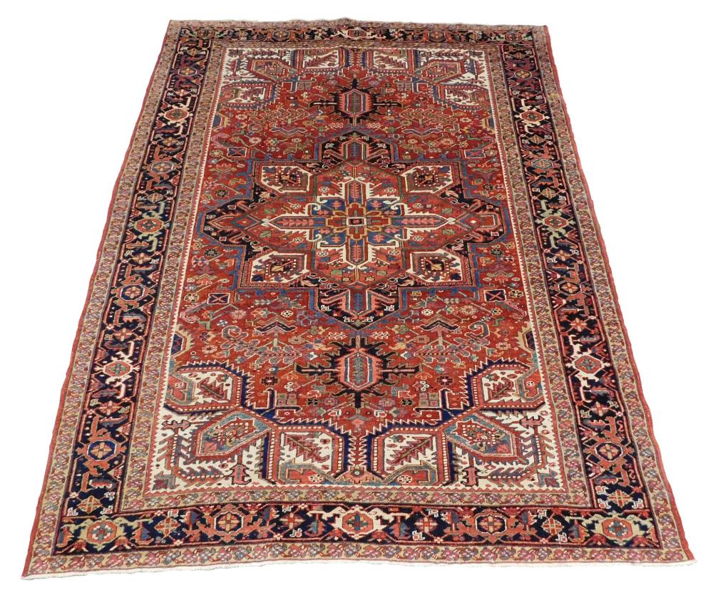RUG: ANTIQUE PERSIAN HERIZ, WOOL ON