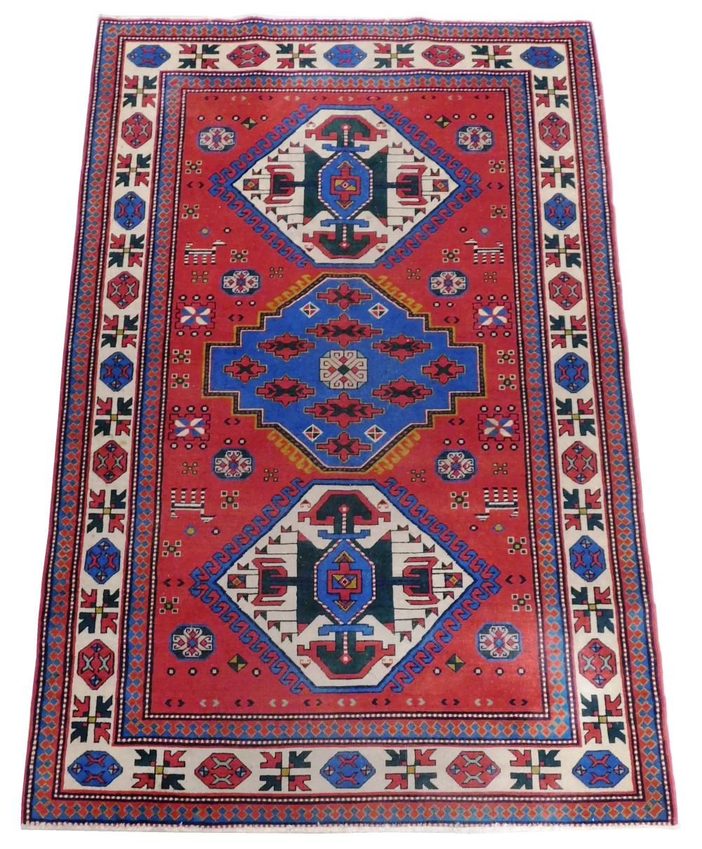 RUG: SEMI-ANTIQUE CAUCASIAN