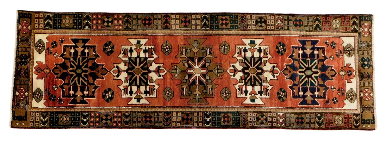 RUG: SEMI-ANTIQUE CAUCASIAN RUNNER,