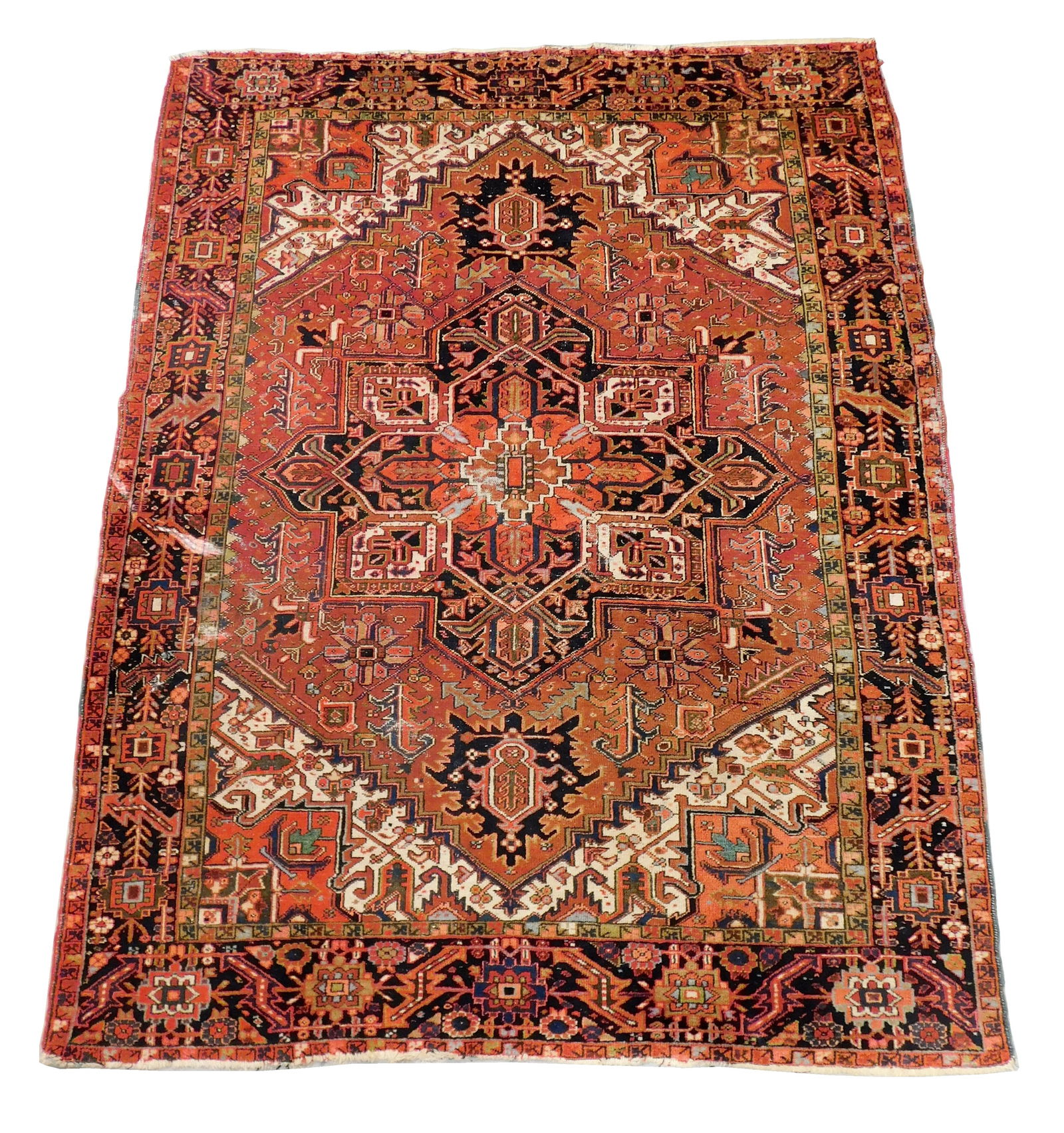 RUG: SEMI-ANTIQUE PERSIAN HERIZ, 7'