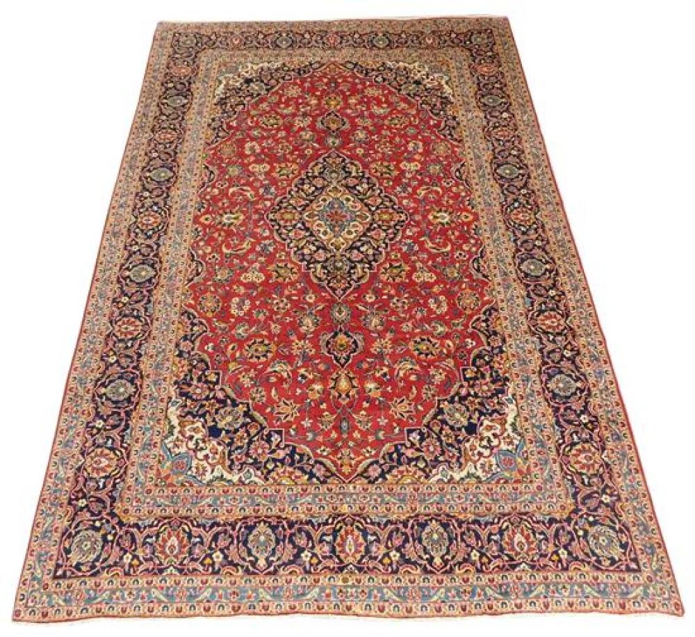 RUG: SEMI-ANTIQUE PERSIAN KASHAN,