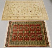Rug  tan field and brown accen