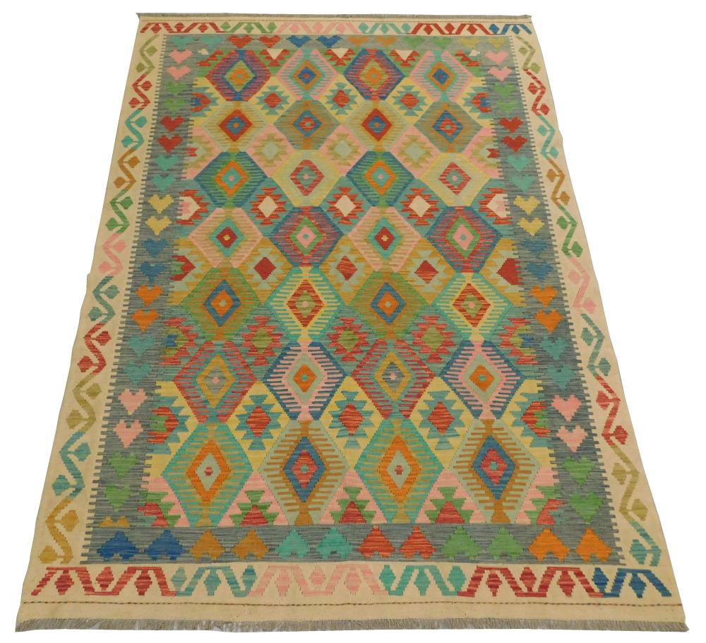 RUG: TURKISH KILIM, 6' 5" X 9'