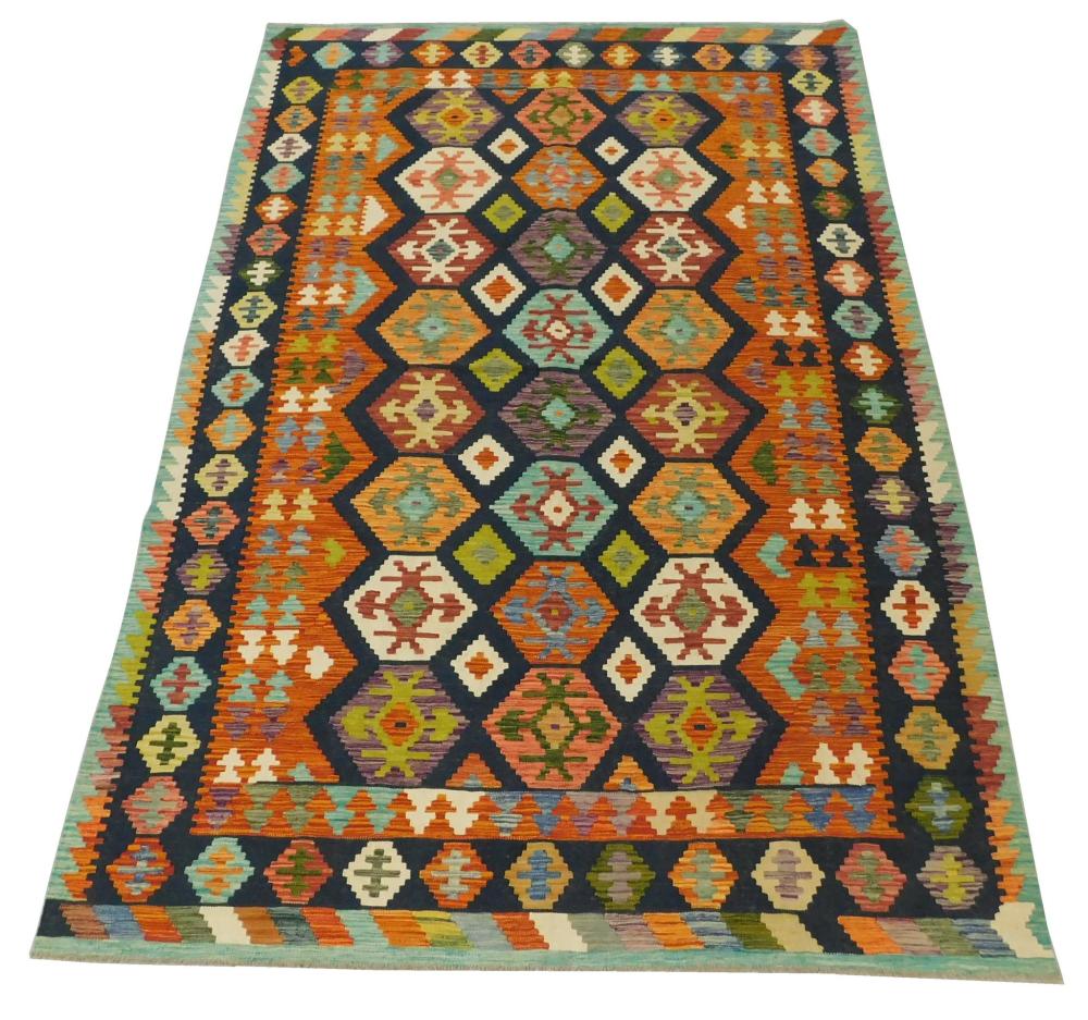 RUG: TURKISH KILIM, 6' 8" X 9' 10",