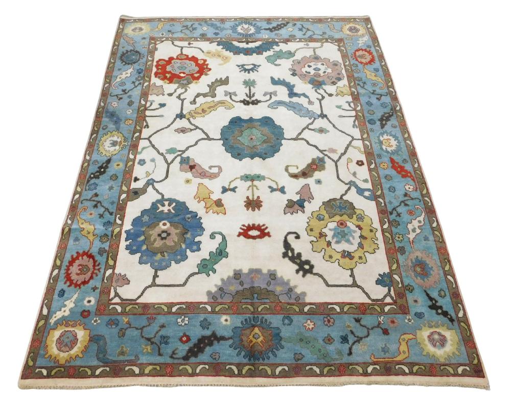 RUG: TURKISH OUSHAK, 8' 10" X 11'