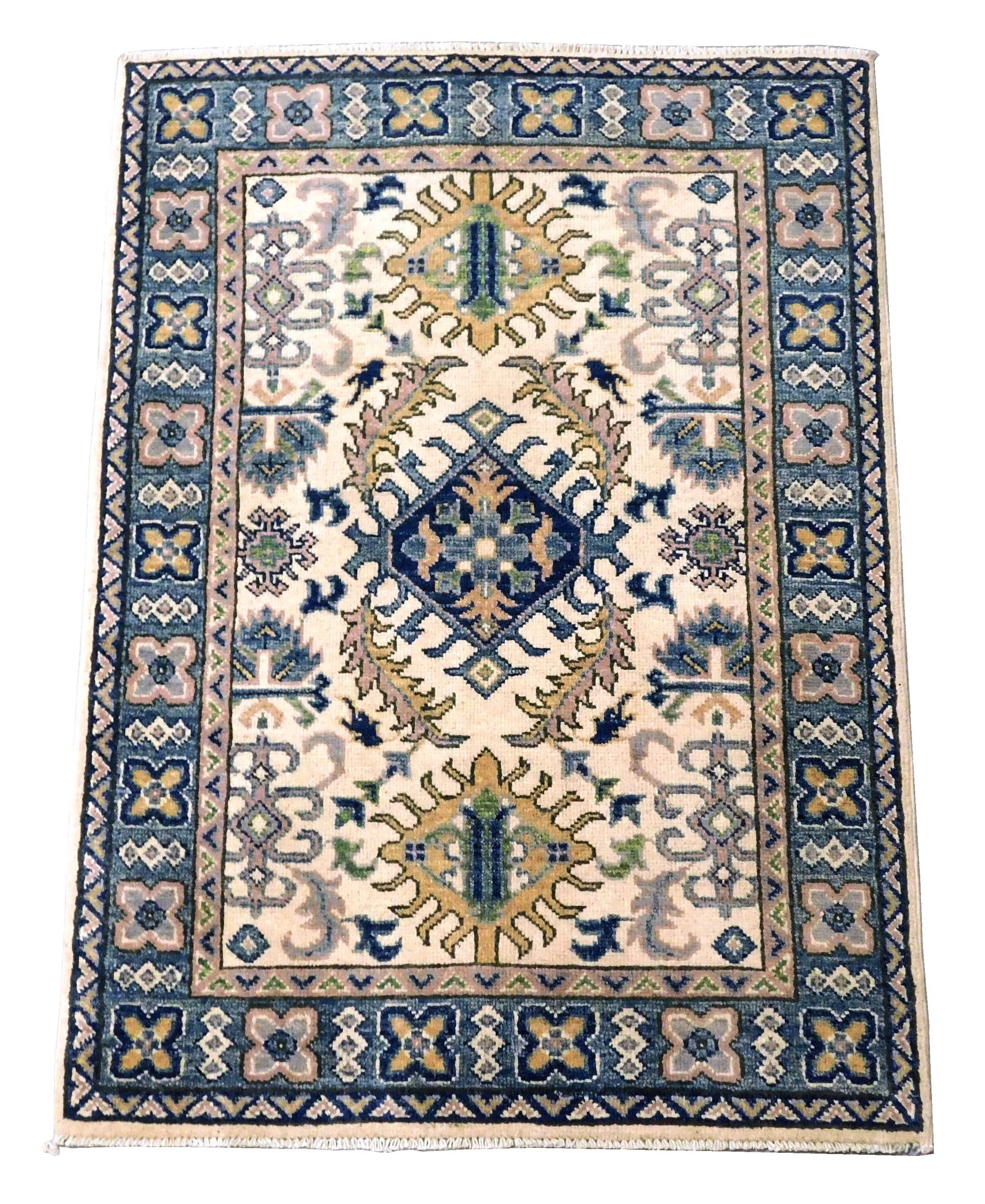 RUG: UZBEK KAZAK, 2' 10" X 4", BLUE