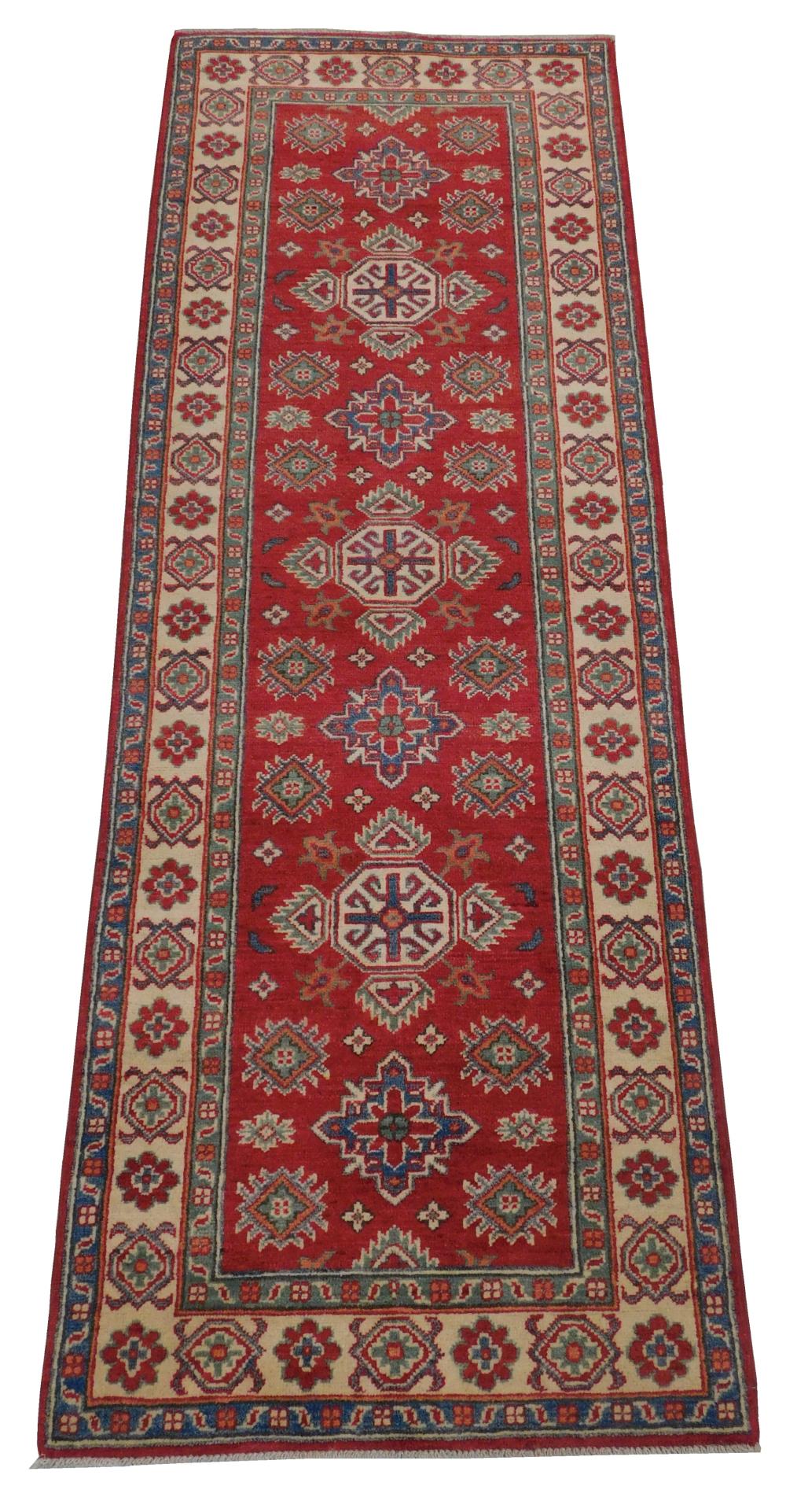 RUG: UZBEK KAZAK RUNNER, 2' 8" X 7'