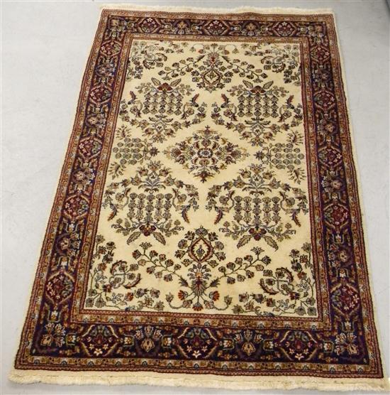 Rug with cream field and navy