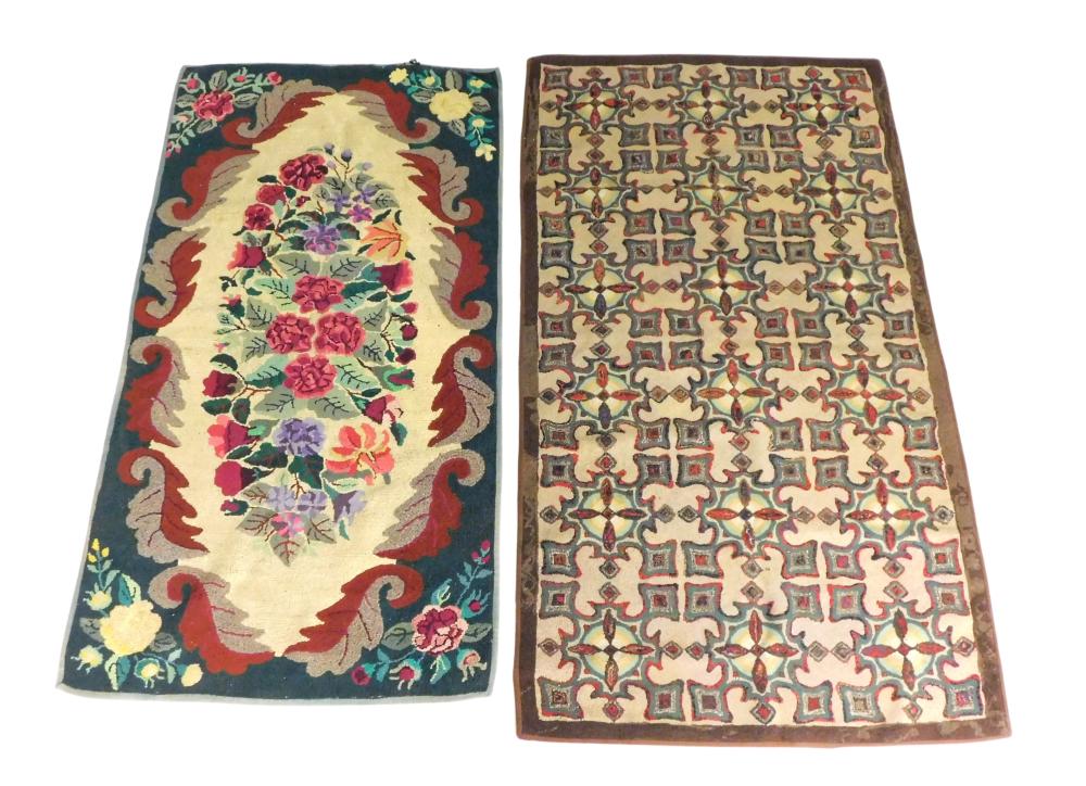 RUGS: TWO HOOKED RUGS, LATE 19TH/