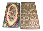 RUGS: TWO HOOKED RUGS, LATE 19