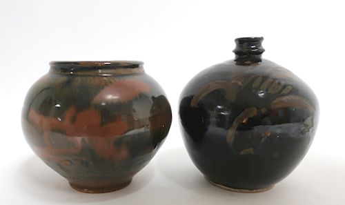 RUSSET SPLASHED JAR AND VASEOne