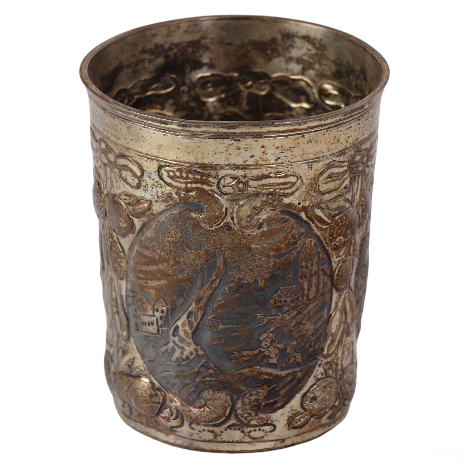 RUSSIAN 18C ANTIQUE SILVER REPOUSSE
