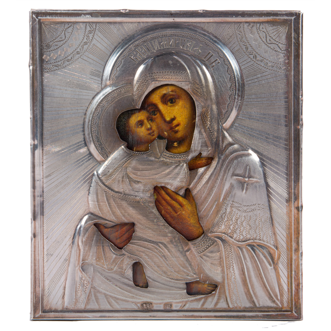 RUSSIAN 84 SILVER OKLAD ICON OF