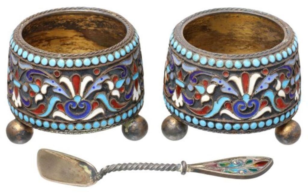 RUSSIAN 916 SILVER & CLOISONNE