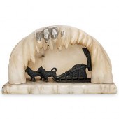 RUSSIAN ALABASTER & BRONZE TAB