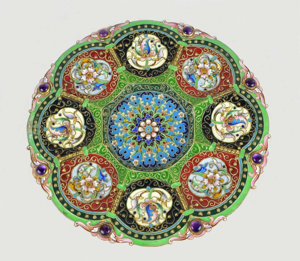 RUSSIAN AMYTHEST MOUNTED-ENAMEL