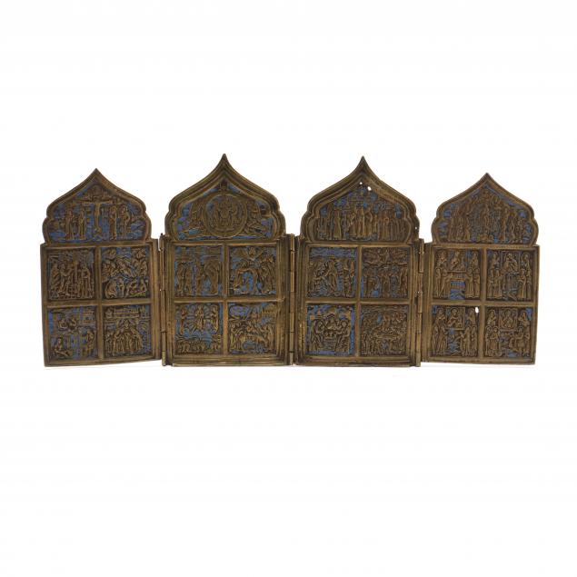 RUSSIAN BRASS AND ENAMEL SKLADEN