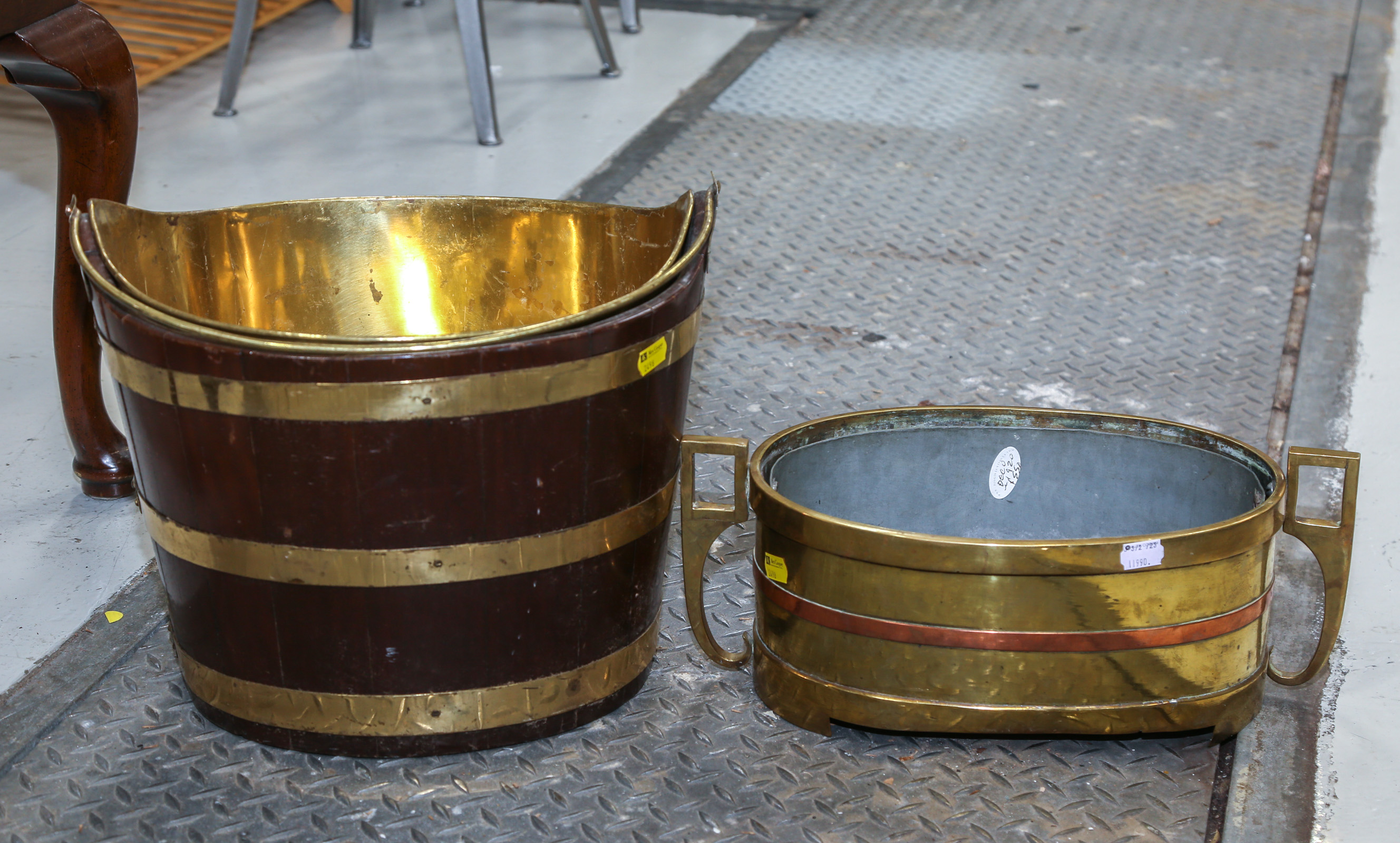 RUSSIAN BRASS & COPPER POT; STAVE