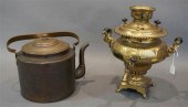 RUSSIAN BRASS SAMOVAR AND BRAS