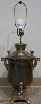 RUSSIAN BRASS SAMOVAR MOUNTED