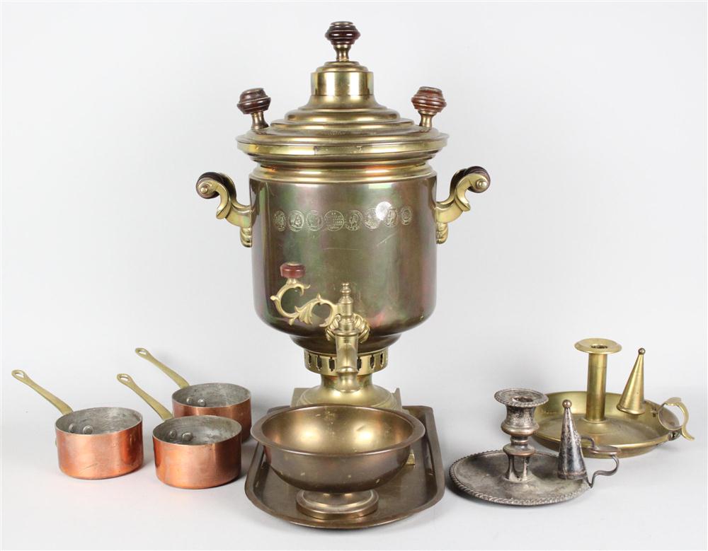 RUSSIAN BRASS SAMOVAR THREE SMALL