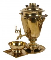 RUSSIAN BRASS SAMOVAR WITH BOW