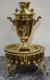 RUSSIAN BRASS SAMOVAR WITH STA