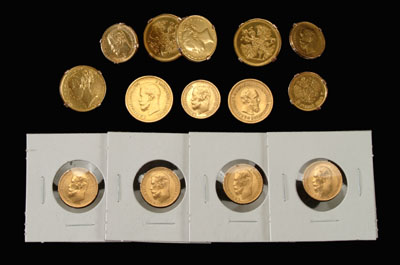 Russian, British gold coins: