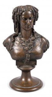 RUSSIAN BRONZE BUST OF A WOMAN