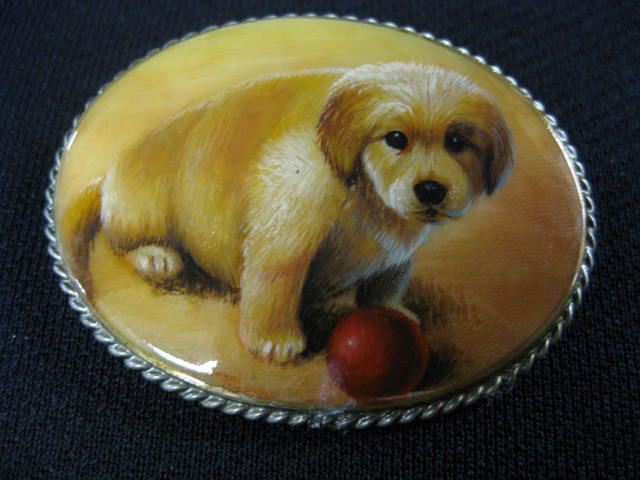 Russian Brooch miniature painting