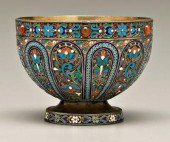 Russian cloisonne silver bowl,