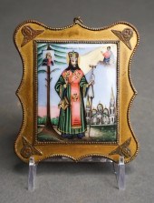 RUSSIAN ENAMEL ICON OF SAINT,